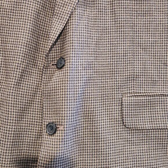 Oscar De La Renta Mens Brown Wool Houndstooth 2 Button Blazer Size 48L Business - Picture 3 of 14